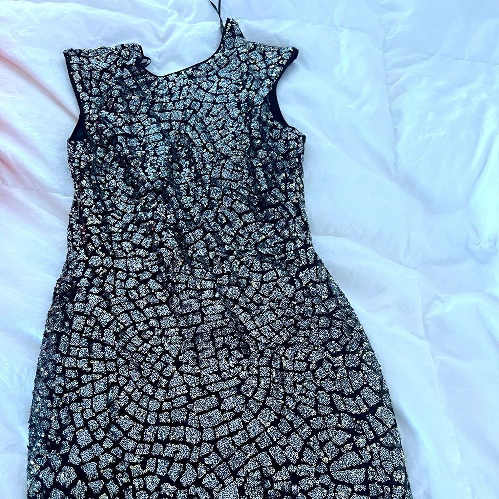 NWT H&M silver and gold sequin mini dress